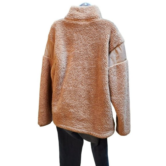 Pink Victoria's Secret Pink Peach Sherpa Fleece Fluffy Long Sleeve Half Zip Pull - Picture 4 of 5